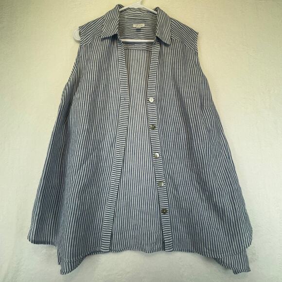 J. Jill Love Linen Women's Sleeveless Tunic Blouse Size 1X Pearl/Shell Buttons - Picture 1 of 12